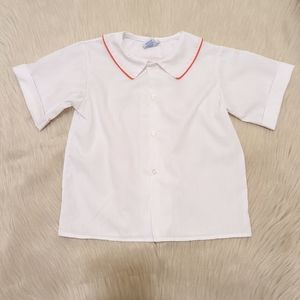 Vintage Kelly's Kids white button down shirt with red trim size 4